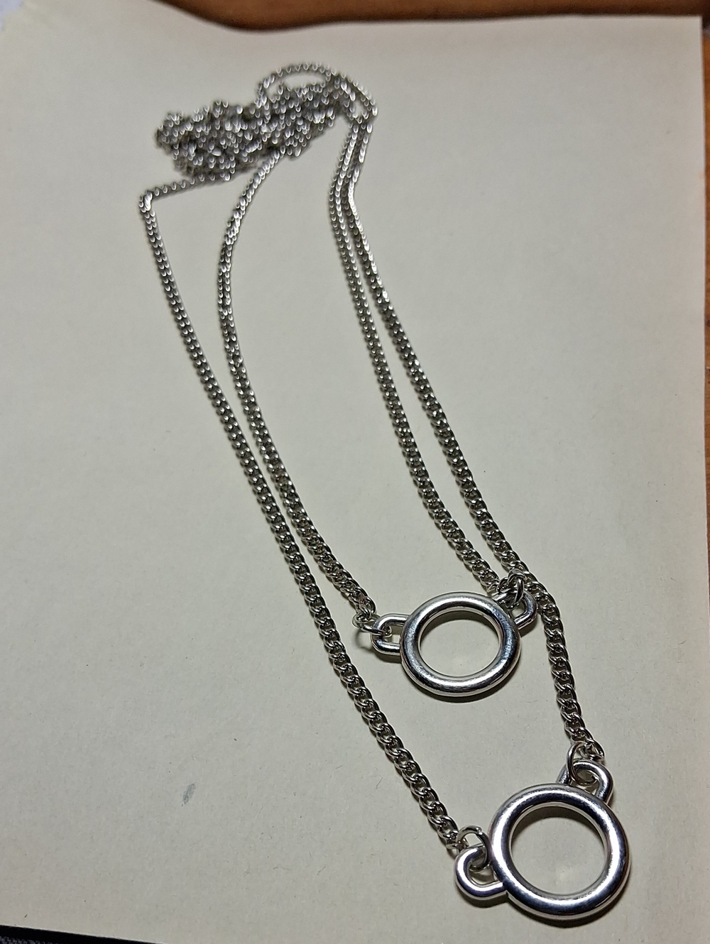 Sterling Silver Double Circle Pendant Necklace - Silver